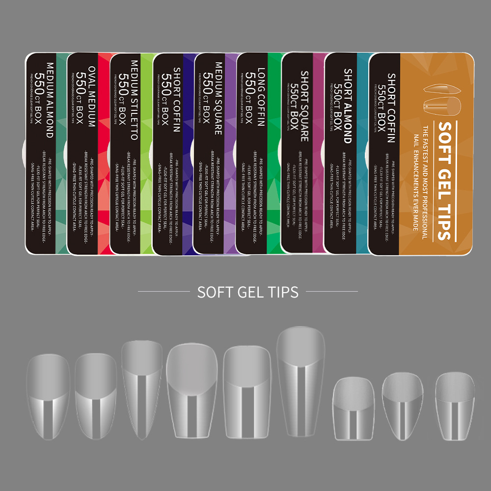 550 PCS  White Box Trace less Frosted  Nail Tips